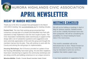 April 2020 Newsletter